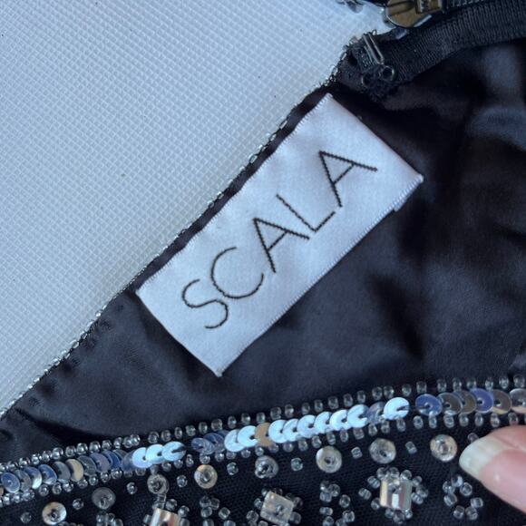 Vtg 90s Scala Beaded Tank Blouse Sz M Y2K Gatsby Art Deco Holiday Sequins Glam - Picture 12 of 16